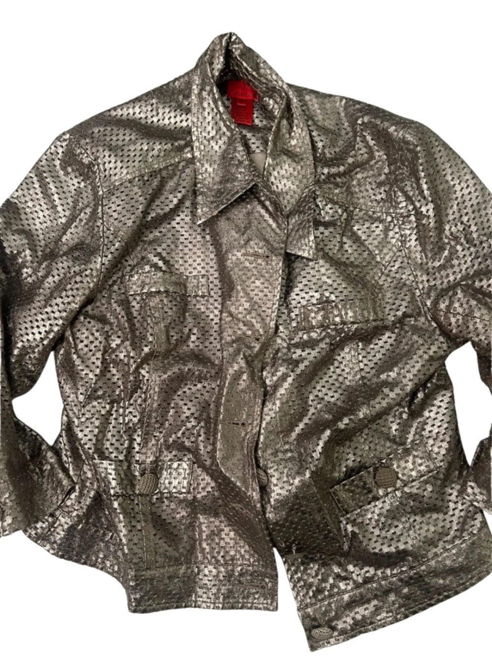 Christina Metallic Bronze Perforated Leather Jacket